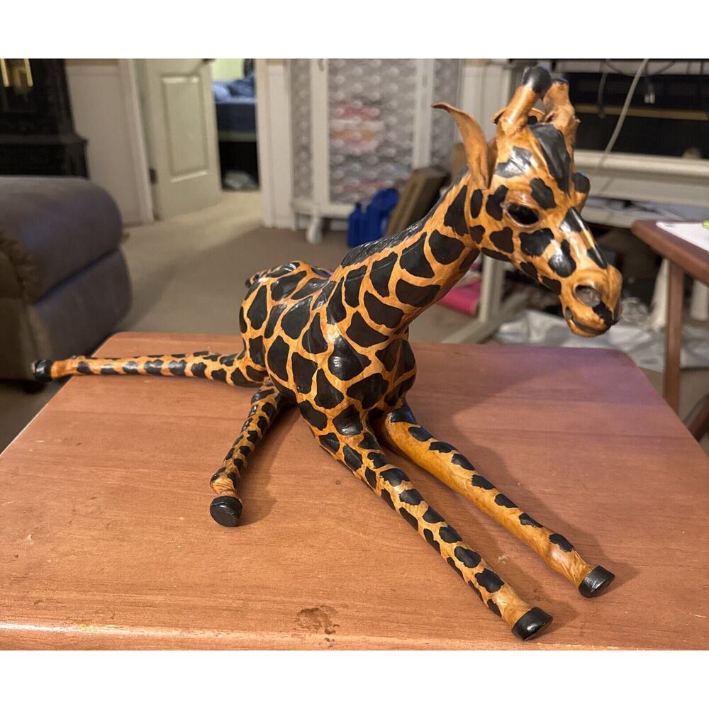 Leather Wrapped Giraffe Large Statue Decor Figure‎